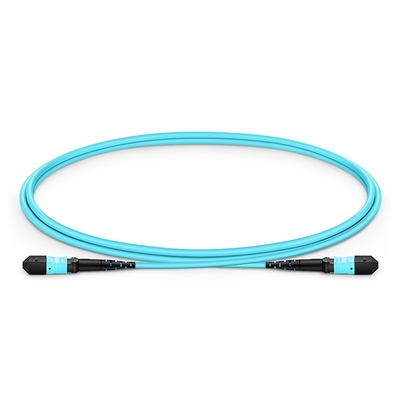 Aqua 1m MPO MPO ประเภท OFNP สายเคเบิลใยแก้วนำแสง OM3 Multimode