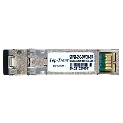 TOP-Trans 25G DWDM SFP + 40KM C Band L Band ตัวรับส่งสัญญาณออปติคัลสวิตช์ 50ghz 100ghz