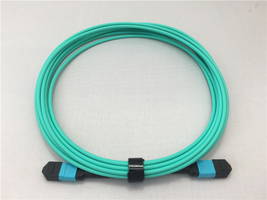 Aqua 1m MPO MPO ประเภท OFNP สายเคเบิลใยแก้วนำแสง OM3 Multimode