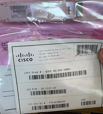 Cisco QSFP-40 QSFP28 เครื่องรับส่งสัญญาณออปติคอล 10-3317-01 40GBASE และ 100G SR BiDi