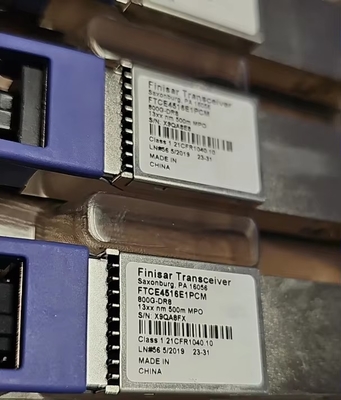 โมดูลออปติคัลแบบขนาน Finisar QSFP-DD-800G-DR8 500m SMF MPO16 ใหม่ อัตราความเร็วสูง 800G สวิตช์เครือข่าย 16 คอร์ ความจุ 400G อุปกรณ์ไฟเบอร์ออปติก