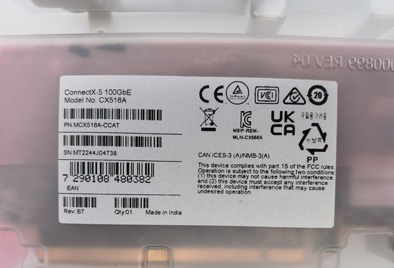 Mellanox MCX516A-CCAT ConnectX-5 EN 100GbE Dual-Port QSFP28 PCIe3.0 X 16 Interface Card ขายึดแบบ Tall&Short สำหรับการเชื่อมต่อไฟเบอร์ 4G