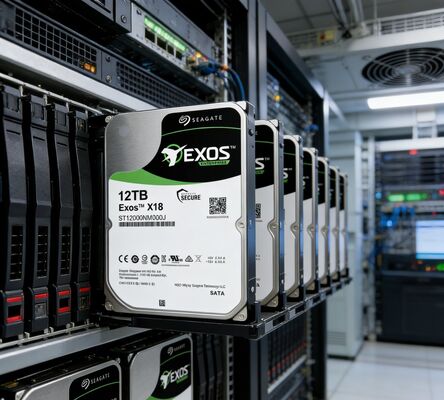 Seagate Exos X18 ST12000NM000J ฮาร์ดไดรฟ์ภายใน 12TB 7200 RPM แคช 256MB SATA 6Gb/s CMR Enterprise HDD สำหรับการจัดเก็บเซิร์ฟเวอร์ 24/7