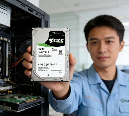 Seagate Exos X18 ST12000NM000J ฮาร์ดไดรฟ์ภายใน 12TB 7200 RPM แคช 256MB SATA 6Gb/s CMR Enterprise HDD สำหรับการจัดเก็บเซิร์ฟเวอร์ 24/7