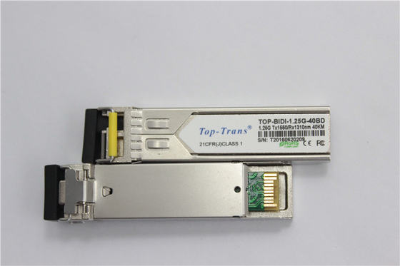 40km SFP เครื่องรับส่งสัญญาณแบบสองทิศทาง 1.25Gbps Tx1490nm Rx1310nm