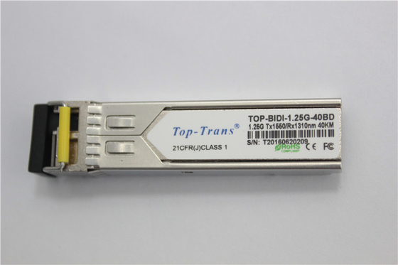 40km SFP เครื่องรับส่งสัญญาณแบบสองทิศทาง 1.25Gbps Tx1490nm Rx1310nm